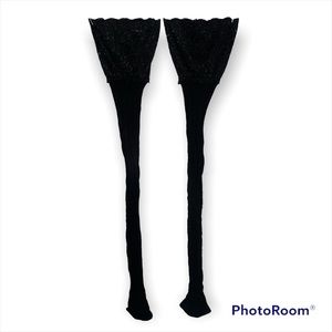 Pair of thigh high stockings w/ black vertical stripes and lace tops SEXY!